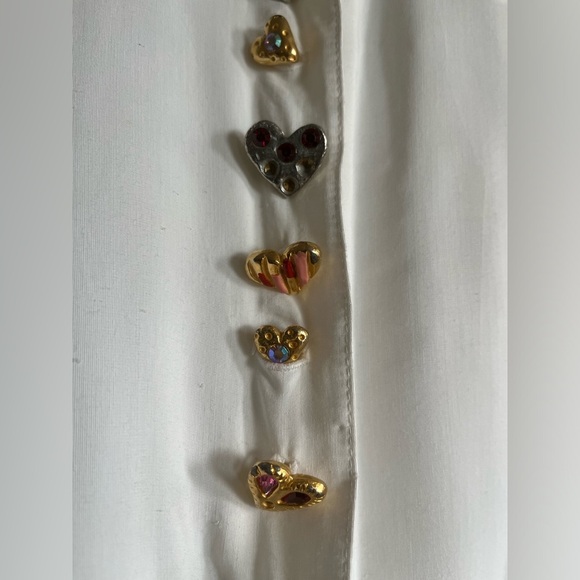 Times Seven Todd Oldham Vintage Button Embellished White Button-down Shirt - Picture 4 of 16